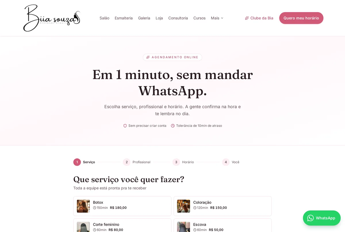 Agendamento online em 4 passos