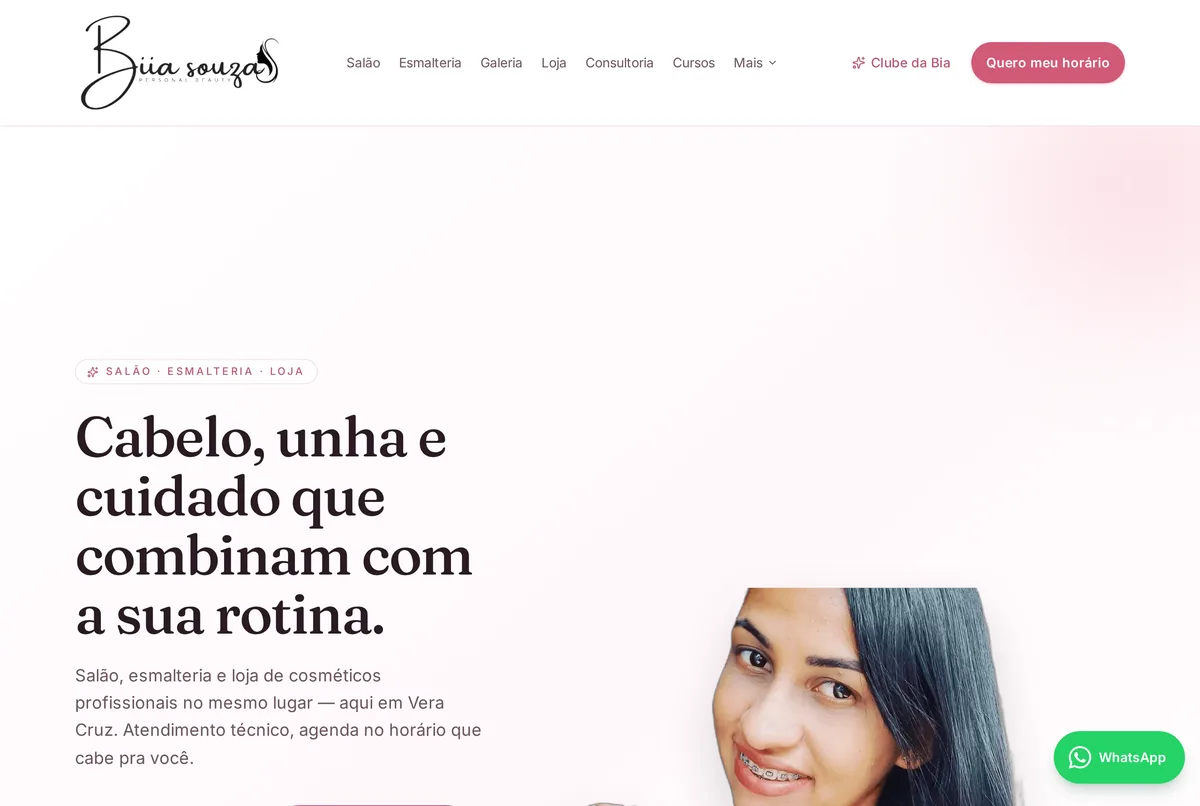 Site próprio de um salão na 38bits